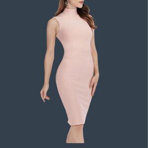 HIGH NECK WOMEN'S BACK ZIPPER CLOSURE MIDI BODYCONTOUR DRESS SIZE LARGE